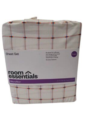 Room Essentials Queen Microfiber Sheet Set Pink Grid
